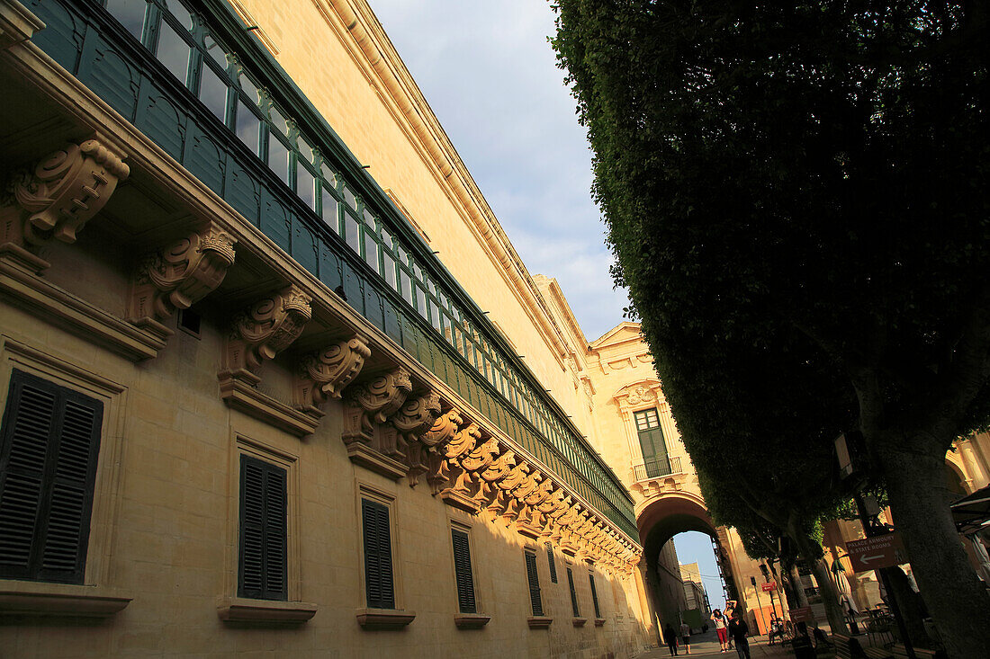 Balcony running along side of Grand Master's Palace building in Valletta, Malta