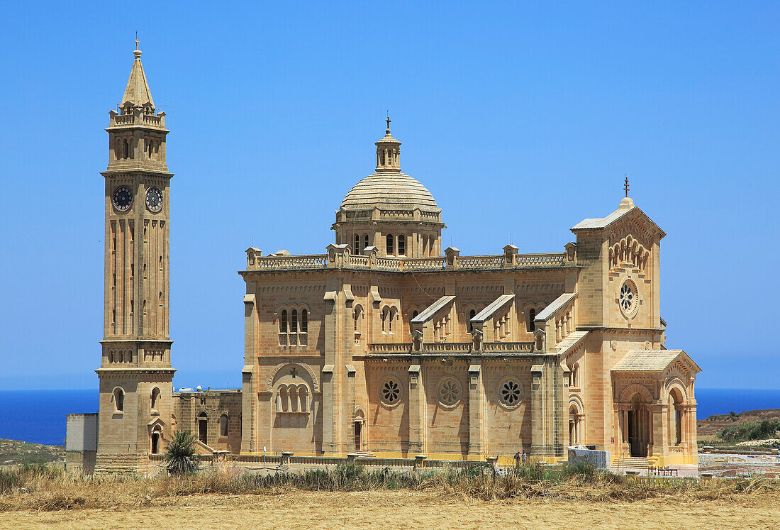 Romanische Architektur der Basilika-Kirche, Ta Pinu, Gozo, Malta nationale Pilgerstätte der Jungfrau Maria