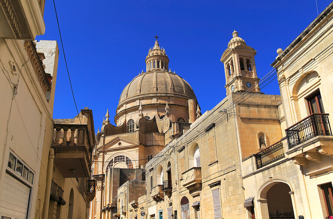 Rotunda domed roof of church of St John the Baptist, Xewkija, island of Gozo, Malta