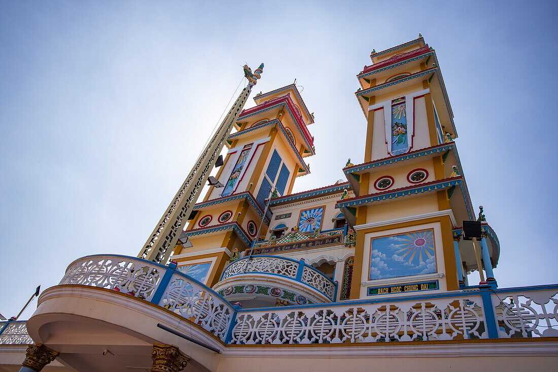  Exterior view of the Cao Dai Temple, Tan Chau (Tân Châu), An Giang, Vietnam, Asia 