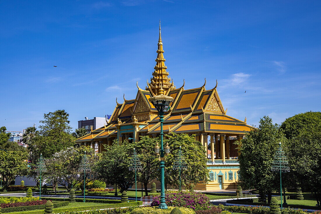 Phochani-Pavillon und königlicher Park am Königspalast, Phnom Penh, Phnom Penh, Kambodscha, Asien