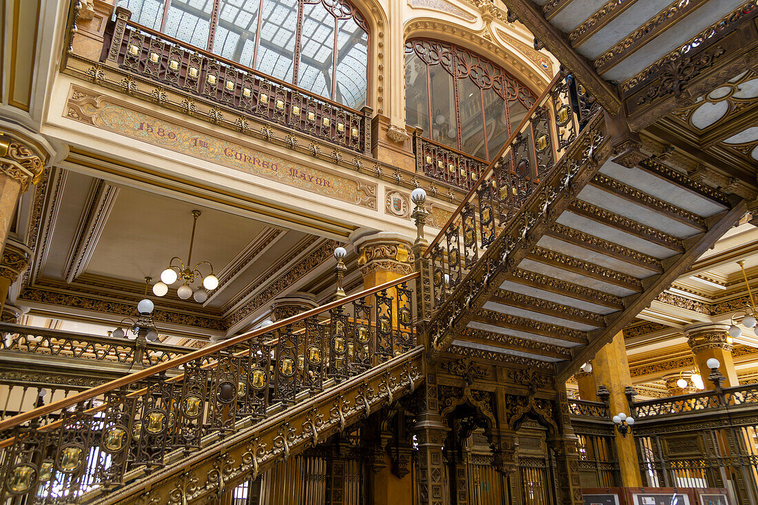 Palacio de Correos de México, palatial interior of historic Post Office building in city centre, Mexico City, Mexico built 1907