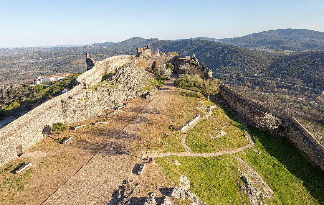 Historic castle medieval village of Marvão, Portalegre district, Alto Alentejo, Portugal, Southern Europe