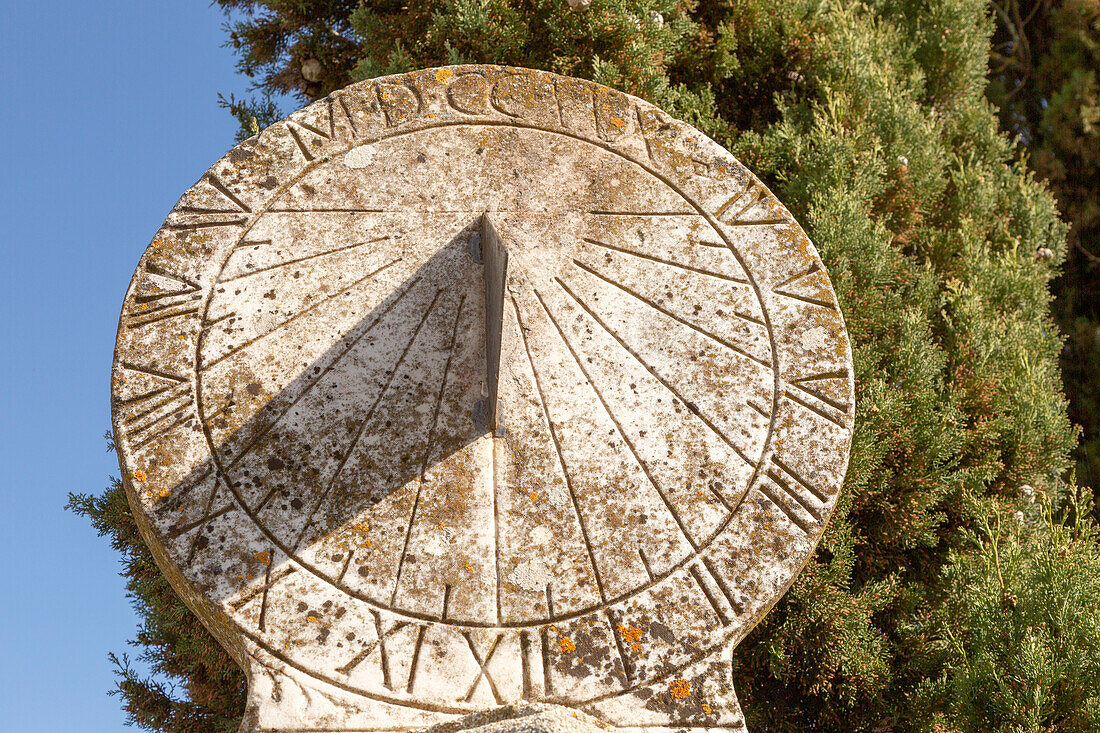 Old marble sundial Palace Paco de Sao Miguel, Evora, Alto Alentejo, Portugal