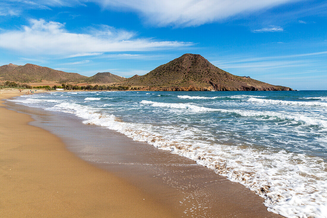 Sandstrand Playa de los Genoveses, Naturpark Cabo de Gata, Nijar, Almeria, Spanien