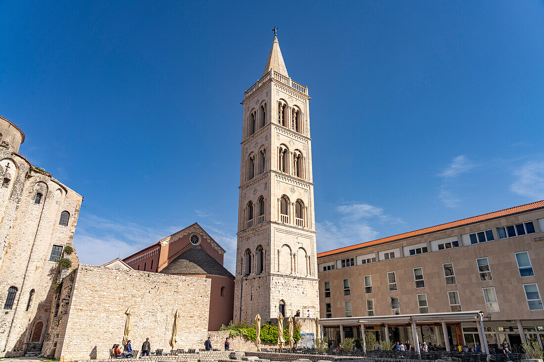  St. Anastasia&#39;s Cathedral belltower in Zadar, Croatia, Europe \n 