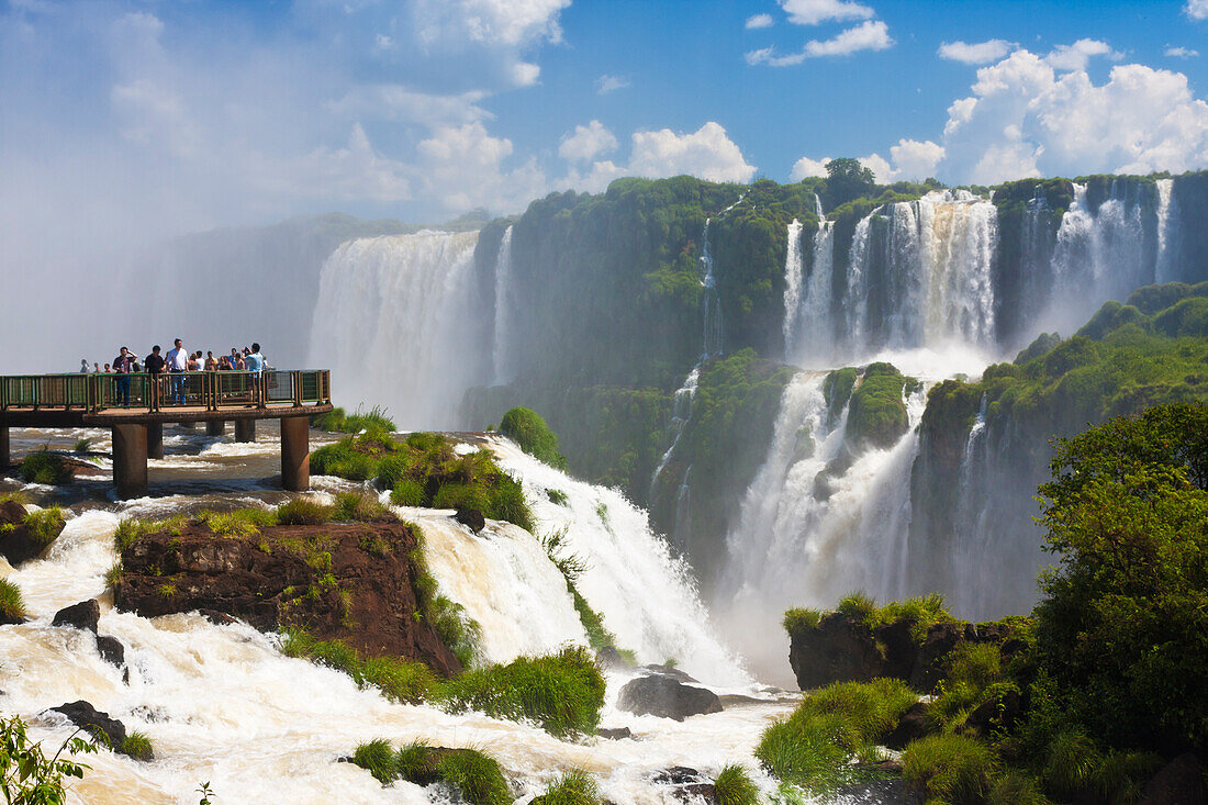  Visitor platform on the Brazilian side of the Iguazu Falls, Foz do Iguacu; Paraná; Brazil 