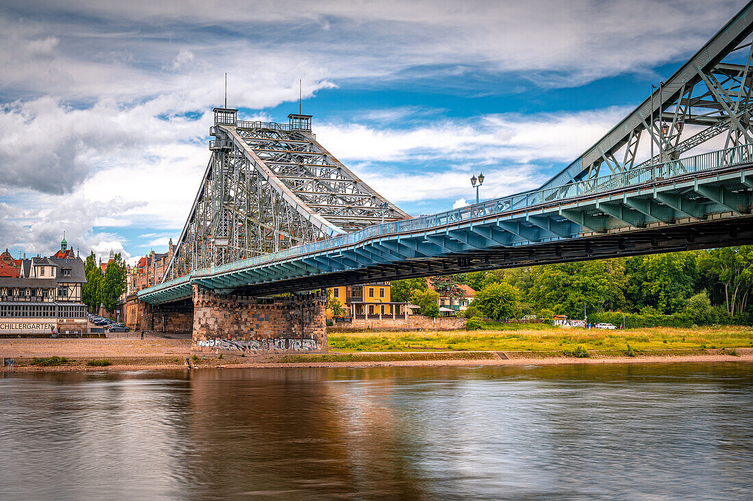  The bridge “the blue wonder” of Dresden over the Elbe, Dresden, Saxony, Germany 