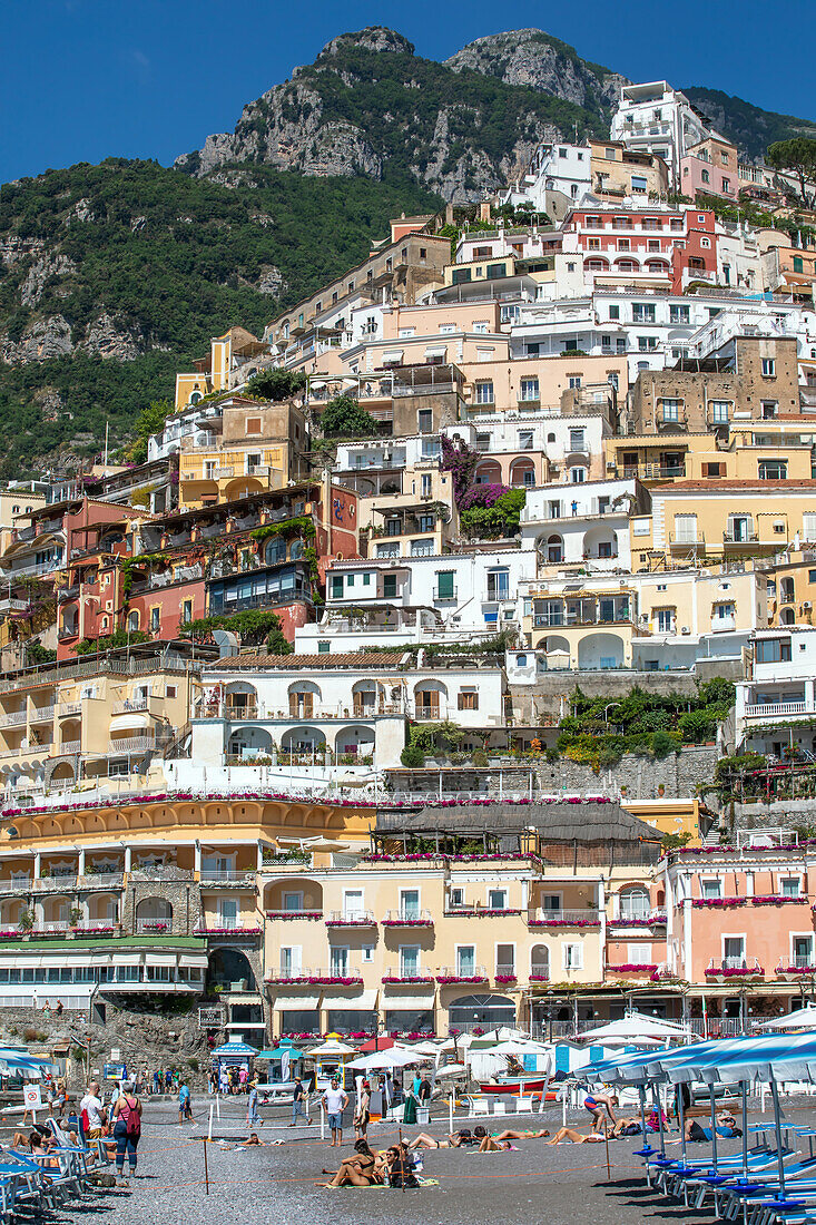 Positano, Amalfiküste, Salerno, Kampanien, Süditalien, Italien, Europa, Mittelmeer