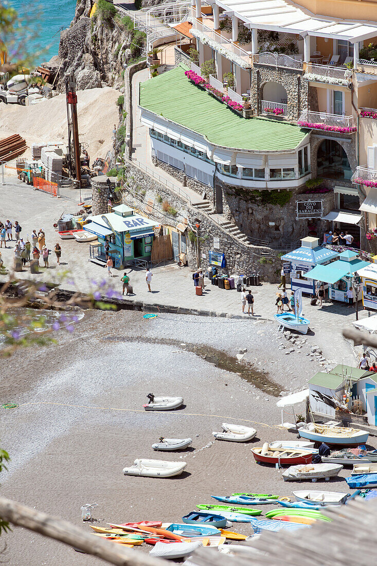 Am Strand, Positano, Amalfiküste, Salerno, Kampanien, Süditalien, Italien, Europa, Mittelmeer