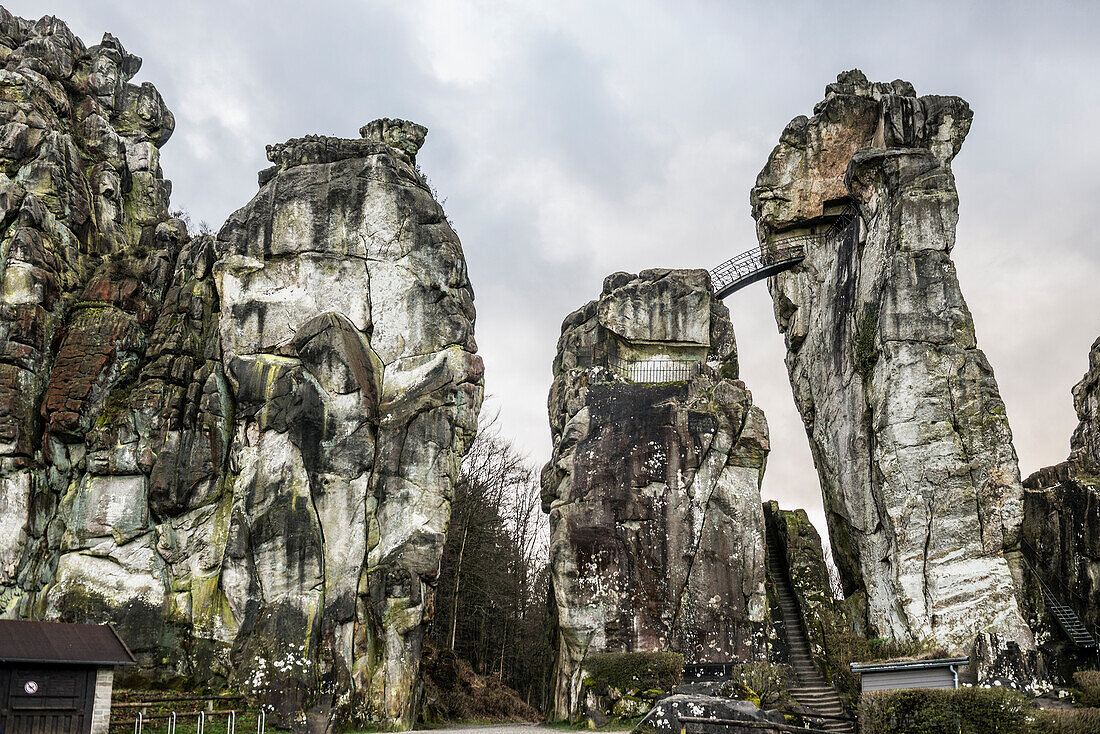 Externsteine, Sandsteinformation, Teutoburger Wald, Horn-Bad Meinberg, Nordrhein-Westfalen, Deutschland