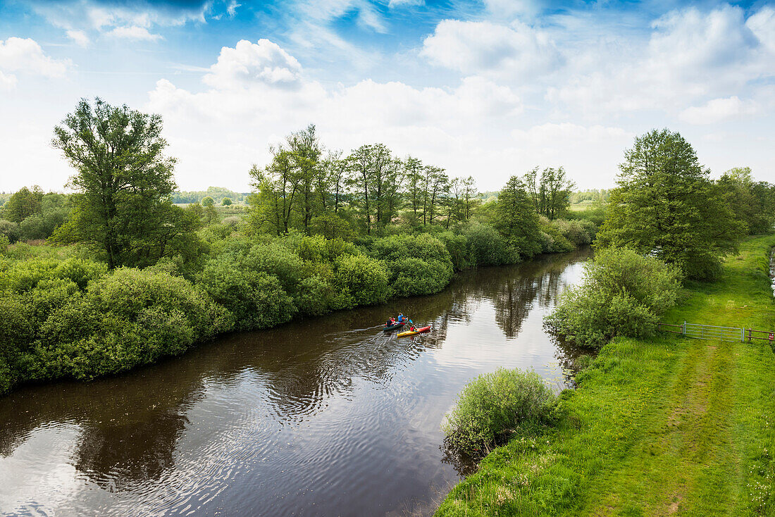  Boats on the Hamme, Worpswede, Teufelsmoor, Lower Saxony, Germany 