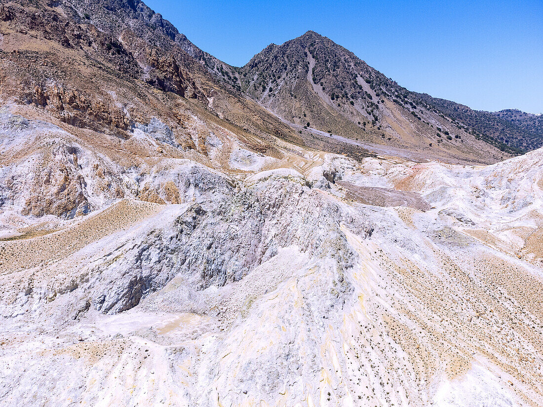  Volcanic crater Megalos Polyotis in the caldera on the island of Nissyros (Nisyros, Nissiros, Nisiros) in Greece 