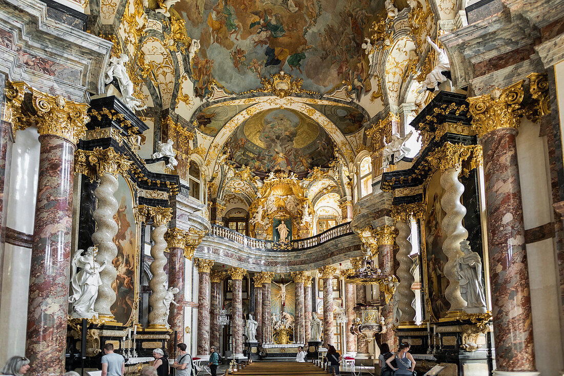  Interior view, Court Church, Würzburg Residence, UNESCO World Heritage Site, Würzburg, Lower Franconia, Franconia, Bavaria, Germany 