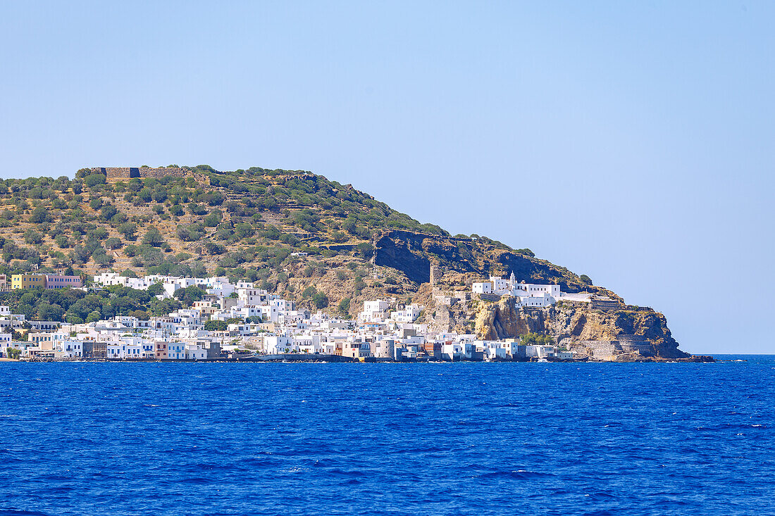  Island capital Mandráki with monastery Panagía Spilianí on the island of Nissyros (Nisyros, Nissiros, Nisiros) in Greece 