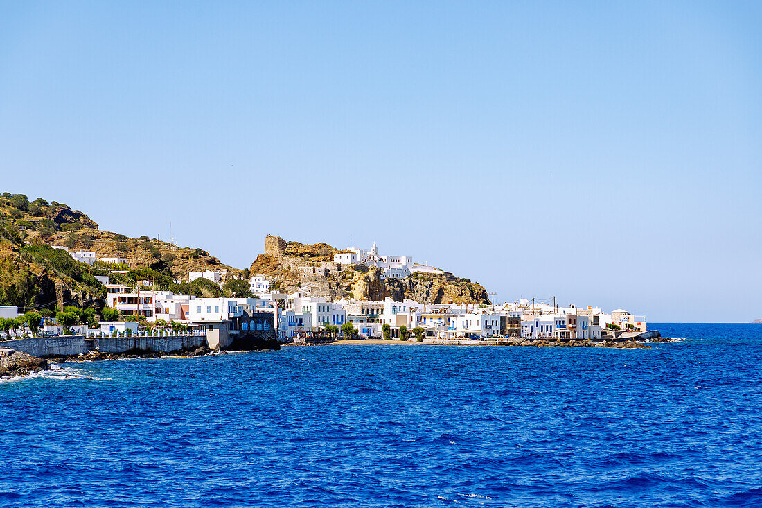  Island capital Mandráki with monastery Panagía Spilianí on the island of Nissyros (Nisyros, Nissiros, Nisiros) in Greece 