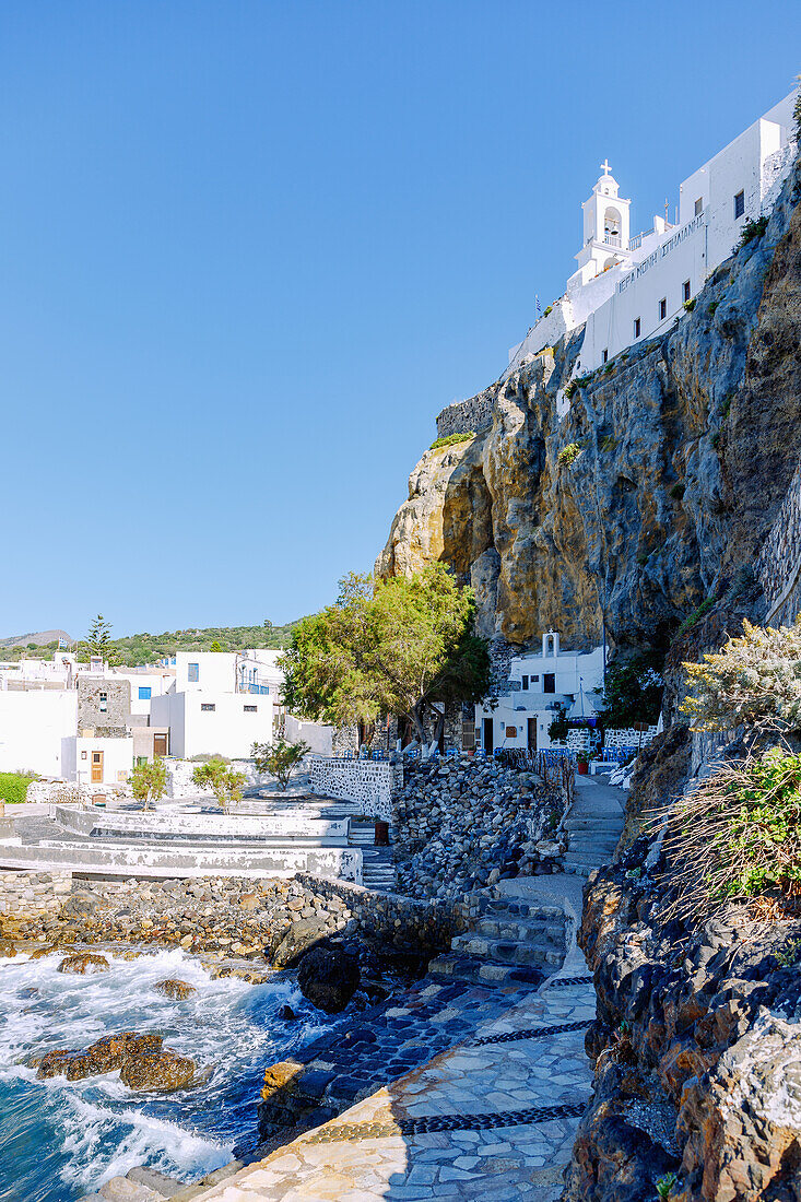  Monastery of Panagía Spilianí and tavern Oxos in Mandráki on the island of Nissyros (Nisyros, Nissiros, Nisiros) in Greece 