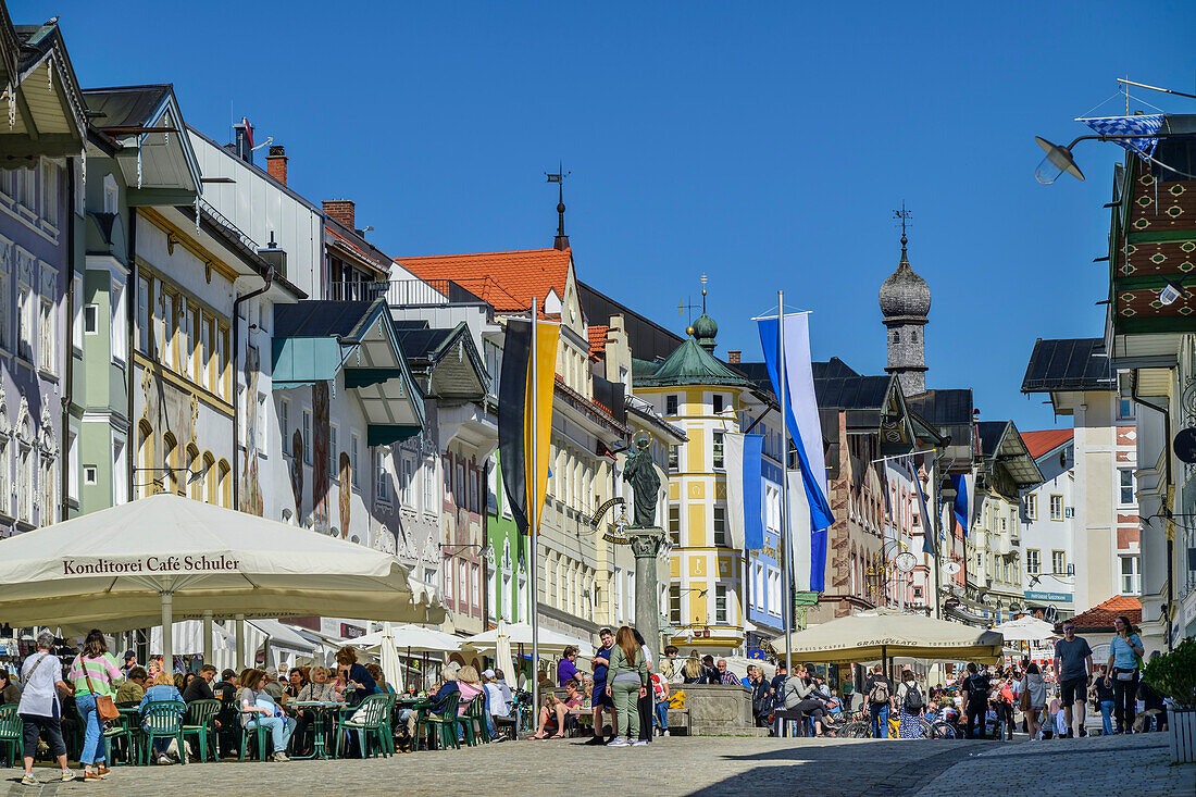  View of the old town of Bad Tölz, Lake Constance-Königssee cycle path, Bad Tölz, Upper Bavaria, Bavaria, Germany 