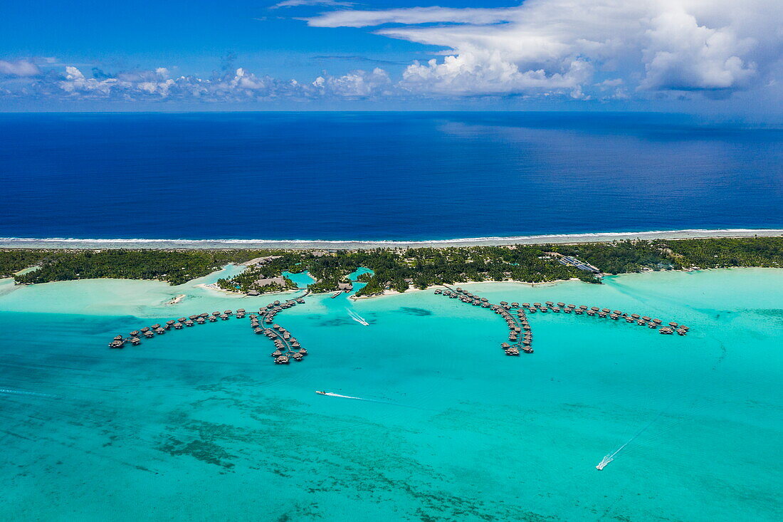  Aerial view of overwater bungalows at InterContinental Bora Bora 