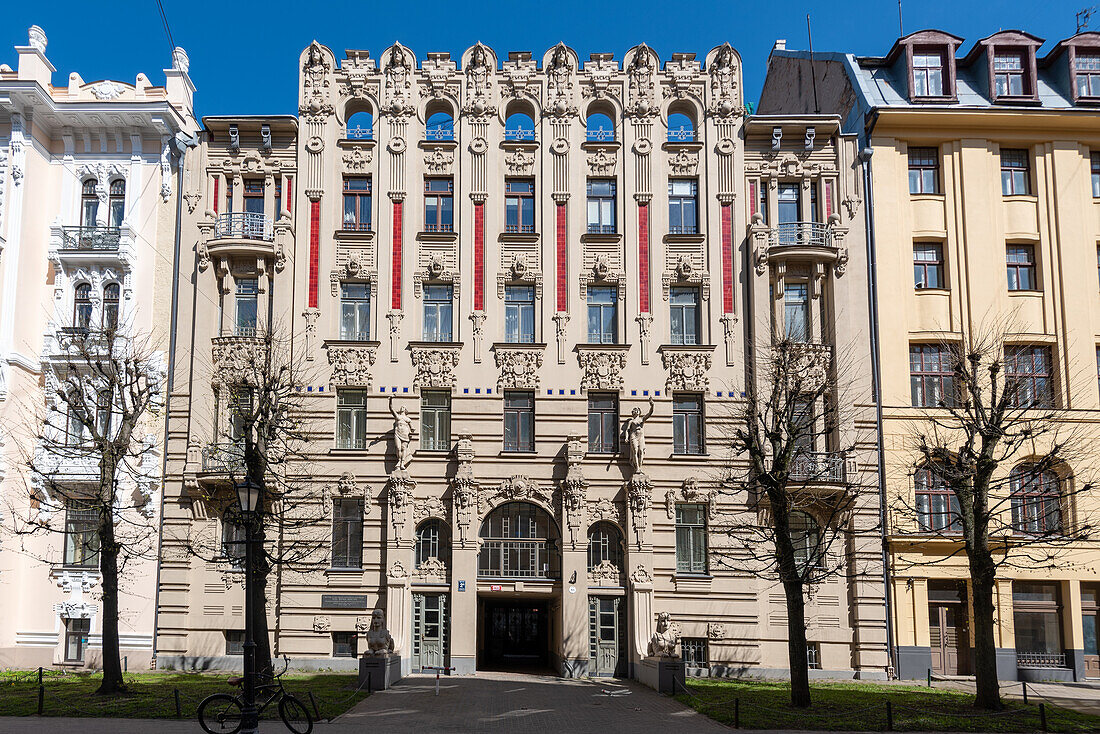 Jugendstilgebäude in der Alberta iela, Gebäude dieser Straße gehören zum Unesco-Welterbe, Riga, Lettland