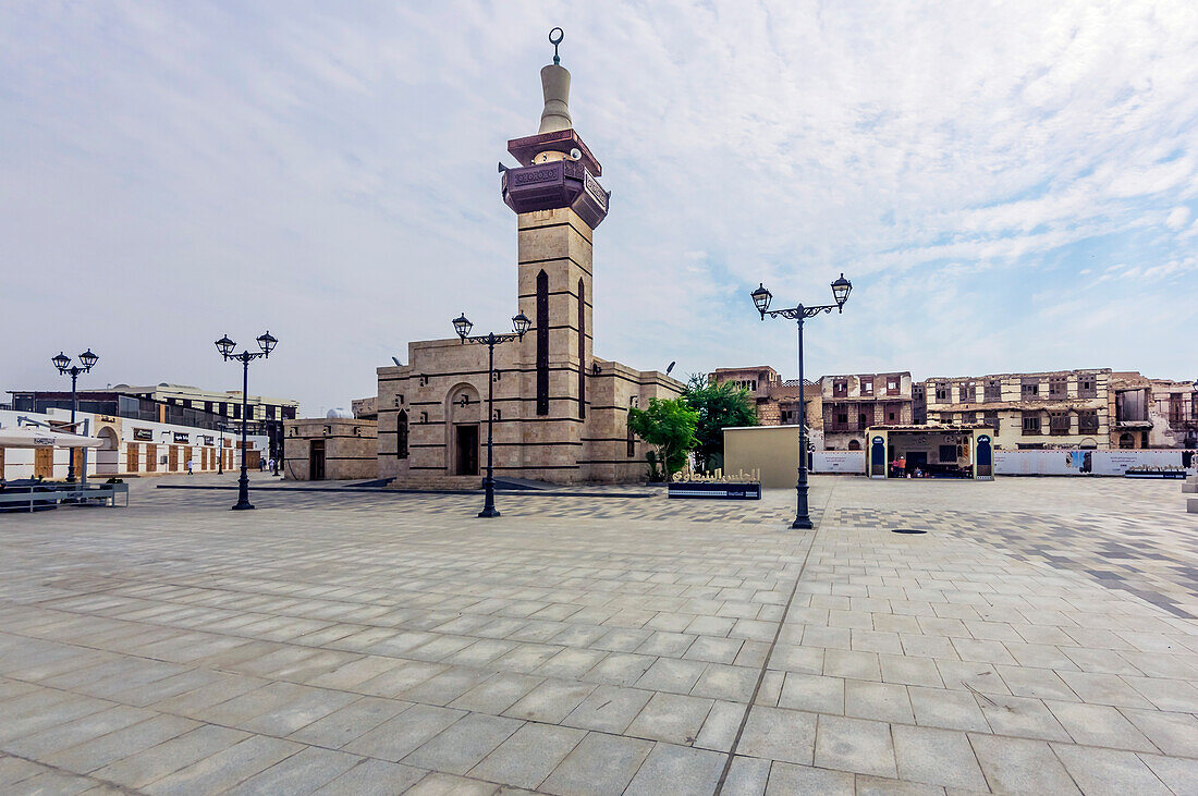 Moschee in der Altstadt in Yanbuʿ al-Bahr, Yanbu, Yambo, oder Yenbo, Hafen am Roten Meer, Provinz Medina, Saudi Arabien, Arabische Halbinsel