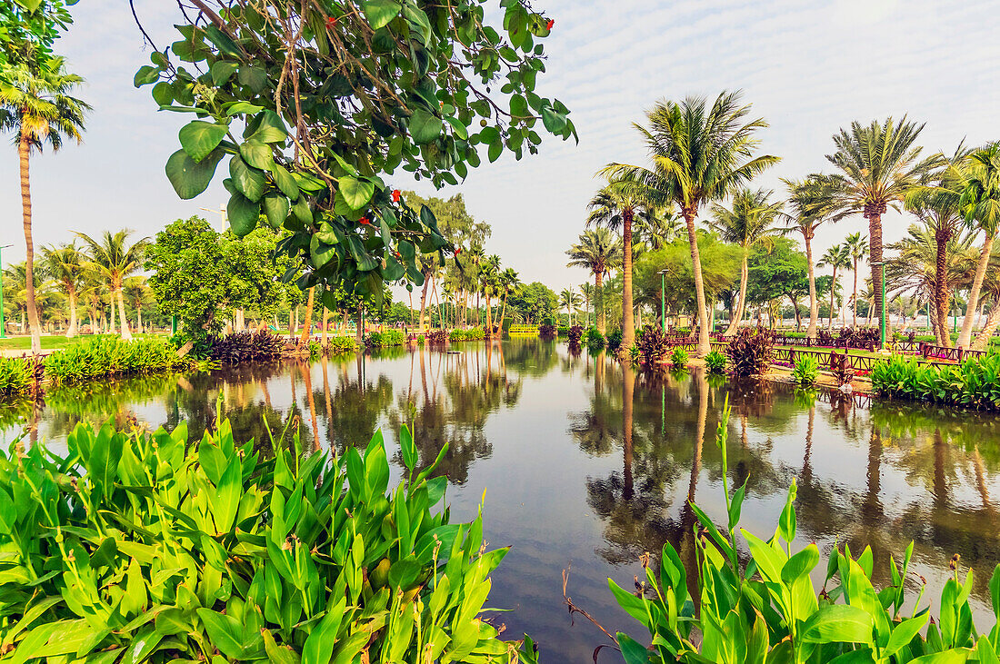  Lake near Yanbuʿ al-Bahr, also known as Yanbu, Yambo, or Yenbo is a major port on the Red Sea, with historic old town, Saudi Arabia 