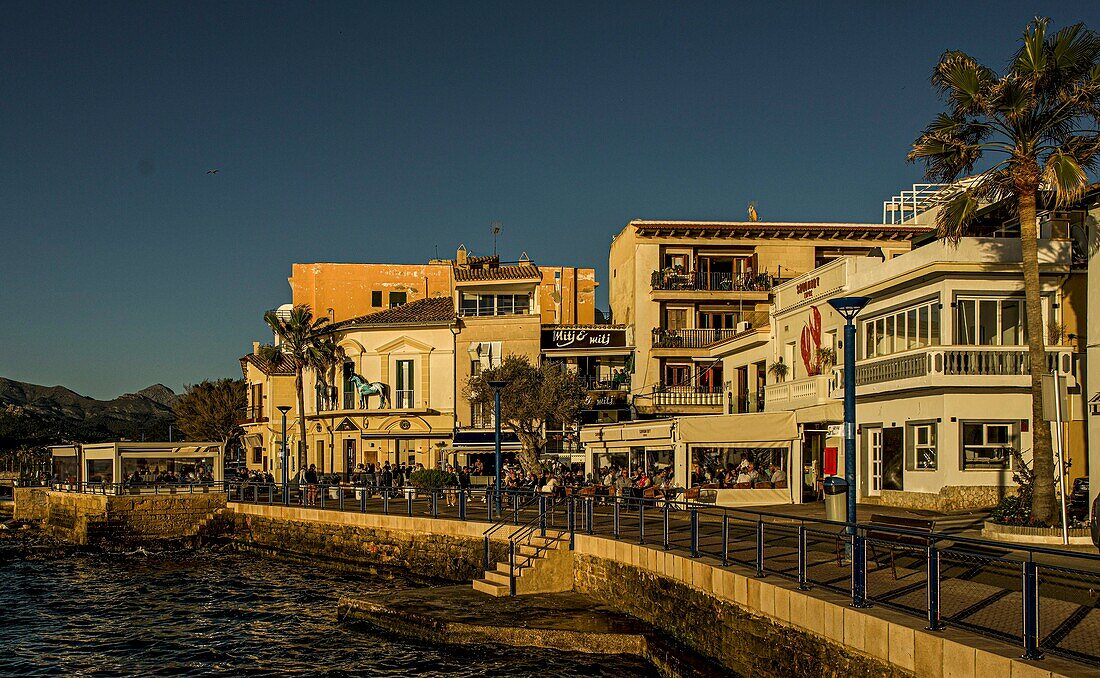  Evening atmosphere on the sea promenade of Port d´Andratx, Mallorca, Spain 