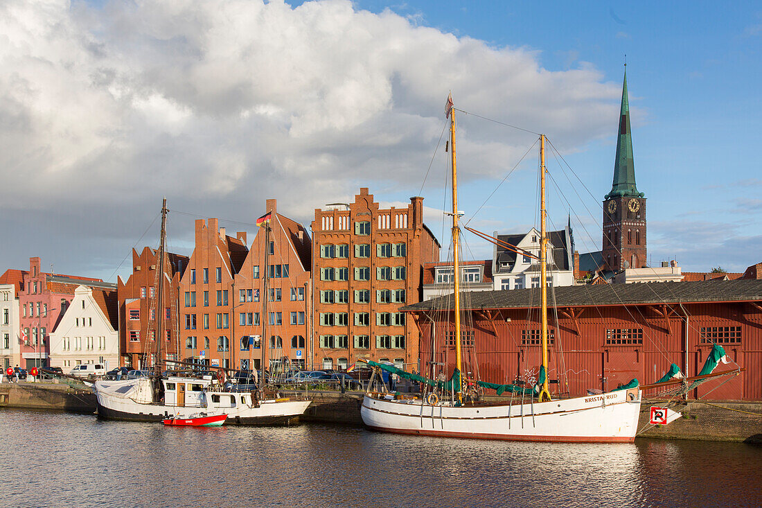  Museum harbor, sailing ship, Untertrave, Hanseatic City of Luebeck, Schleswig-Holstein, Germany 