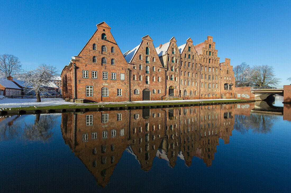 Salzspeicher im Schnee, Hansestadt Lübeck, Schleswig-Holstein, Deutschland