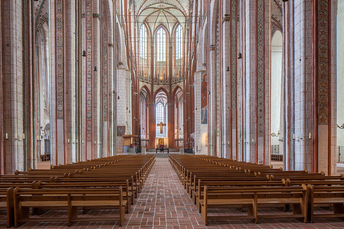  St. Mary&#39;s Church, interior, Hanseatic City of Luebeck, Schleswig-Holstein, Germany 