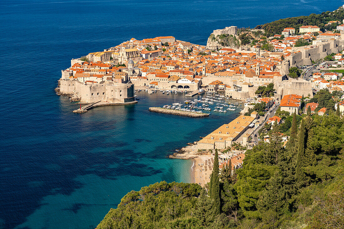 Stadtansicht der Altstadt von oben gesehen, Dubrovnik, Kroatien, Europa 