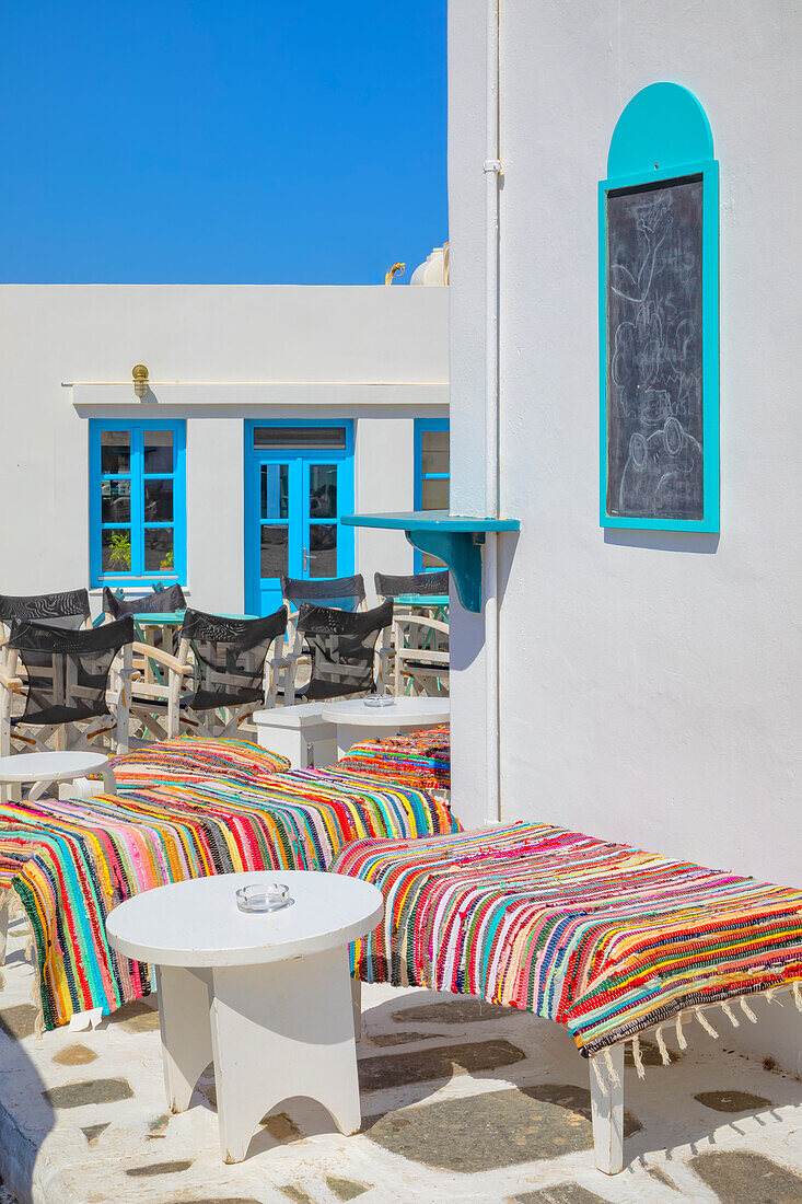 Outdoor restaurant, Chora, Serifos Island, Cyclades Islands, Greece