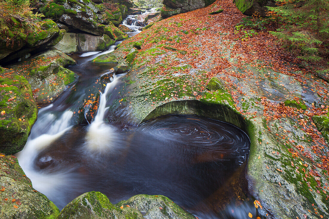 Grosse Ohe fliesst durch das Tal der Steinklamm, Bayrischer Wald, Bayern, Deutschland