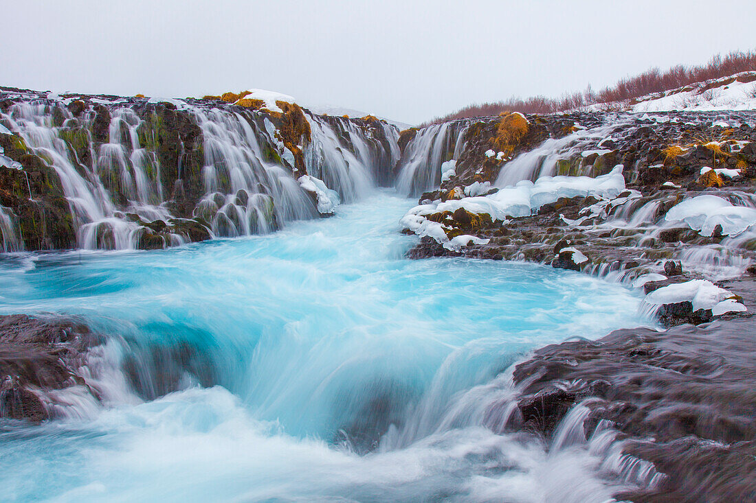 Wasserfall Bruarfoss, Winter, Suedland, Island