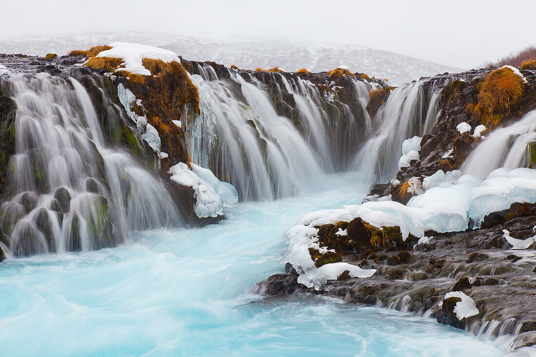 Wasserfall Bruarfoss, Winter, Suedland, Island