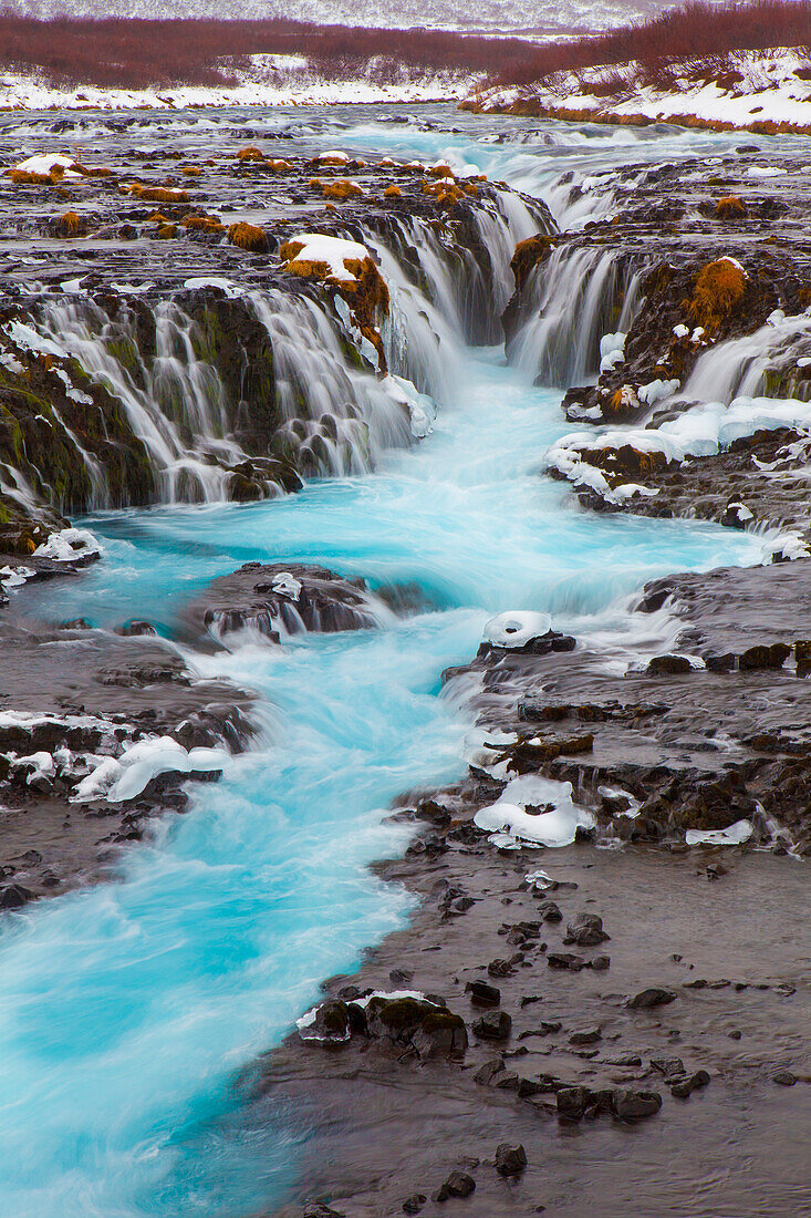 Wasserfall Bruarfoss, Winter, Suedland, Island