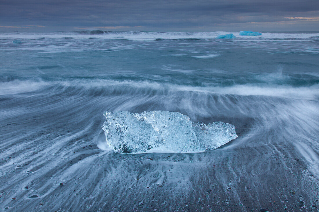  Chunks of ice on Breidamerkursandur beach, Sudursveit, Iceland 