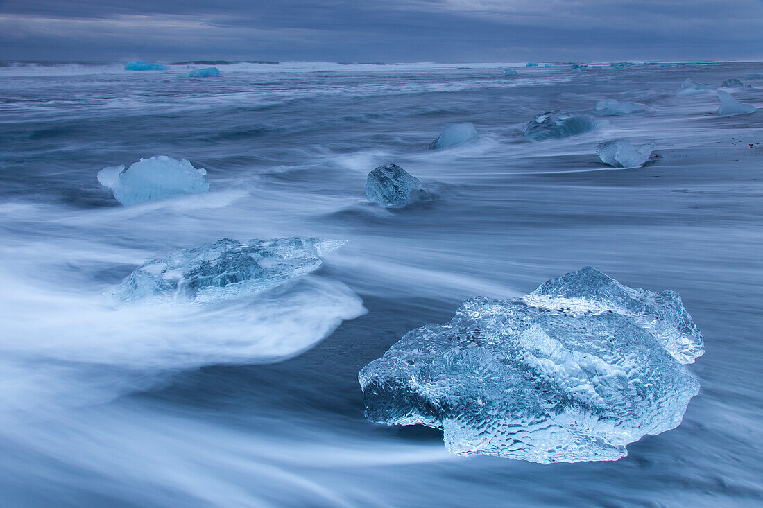  Chunks of ice on Breidamerkursandur beach, Sudursveit, Iceland 