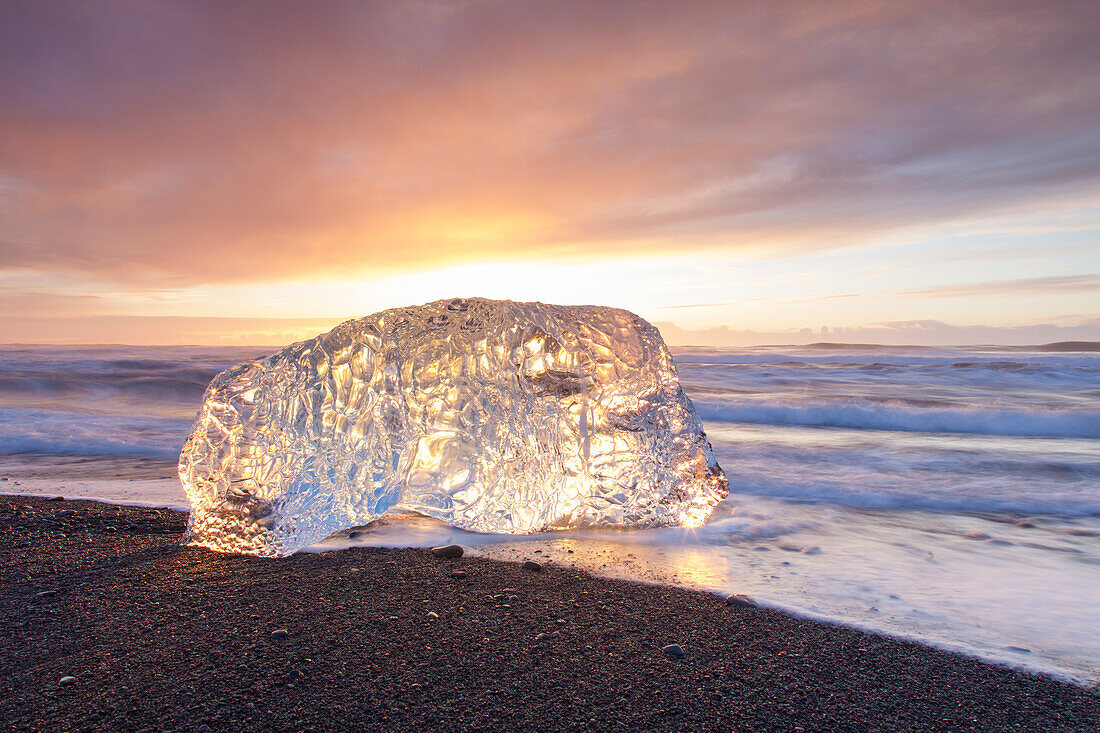  Chunks of ice on Breidamerkursandur beach, Sudursveit, Iceland 