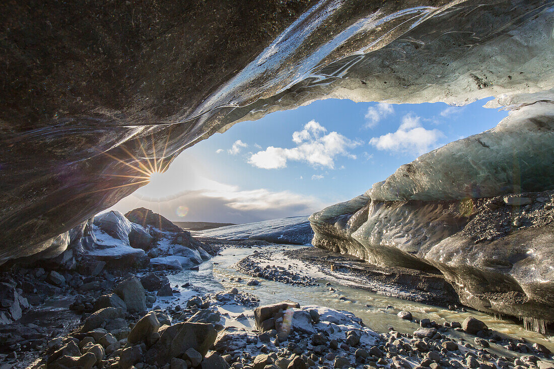  Interior view of an ice cave under Vatnajoekull, Iceland 