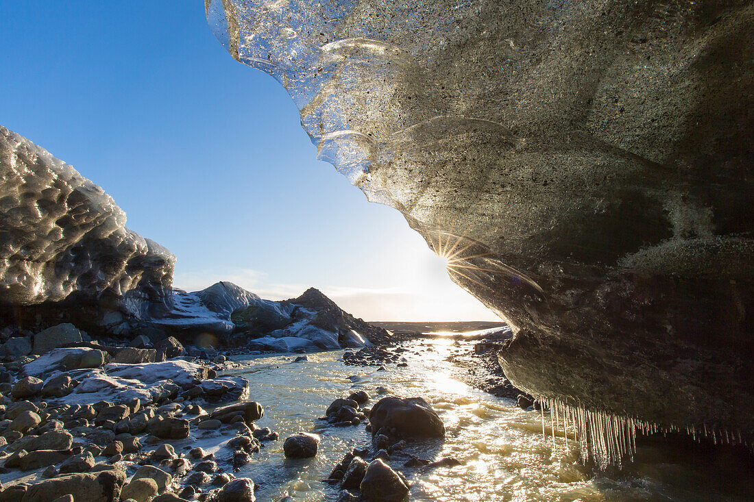  Interior view of an ice cave under Vatnajoekull, Iceland 