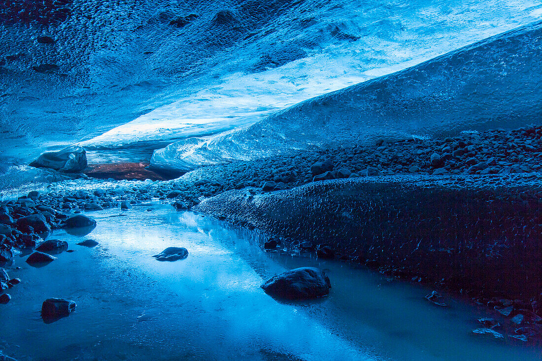  Interior view of an ice cave under Vatnajoekull, Iceland 