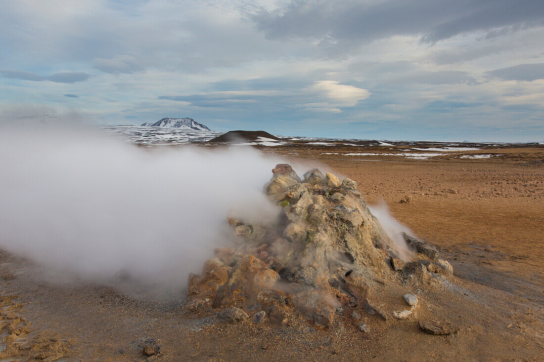  Hveraroend solfatara field on Namafjall mountain in the Krafla volcanic system, Nordurland eystra, Iceland 