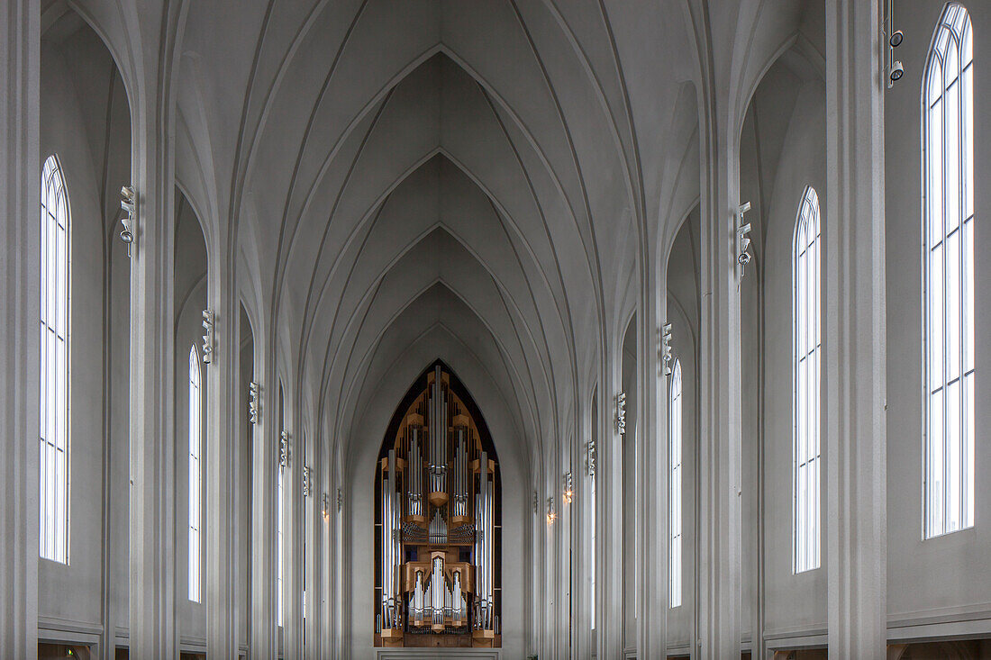  Hallgrimskirkja, view of the organ, Reykjavik, Iceland 