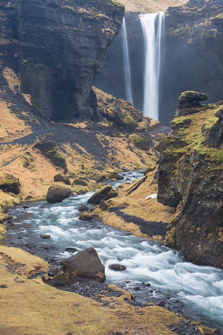  Kvernufoss waterfall, winter, Iceland 