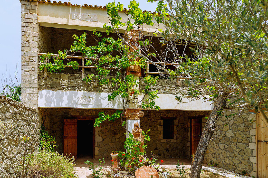  Replica of an ancient house in the Hippocrates Garden near Mastichari on the island of Kos in Greece 