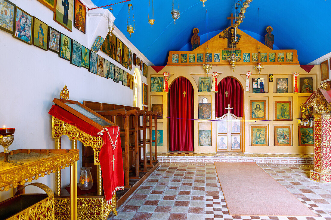 Innenraum der Kirche Anastasis tou Christou auf der Halbinsel Kefalos auf der Insel Kos in Griechenland