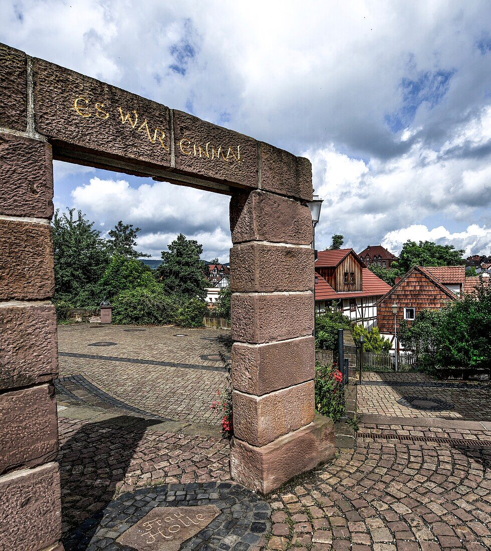  Fairytale Quarter Niederzwehren, Fairytale Square, view of houses in the fairytale quarter, Kassel, Hesse, Germany 