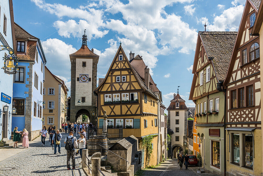 Mittelalterliche Stadt, Rothenburg ob der Tauber, Tauber, Romantische Straße, Franken, Bayern, Deutschland