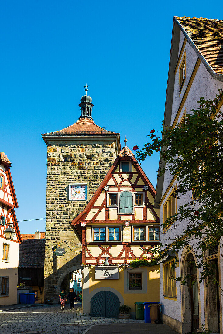 Mittelalterliche Stadt, Rothenburg ob der Tauber, Tauber, Romantische Straße, Franken, Bayern, Deutschland